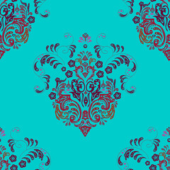 seamless vintage pattern on red colors and colorfil background