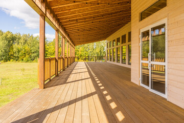 Large wooden terrace with stairs