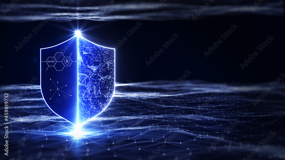 Leinwandbilder data protection is a concept in cybersecurity and privacy technology. there is a shield on the left 