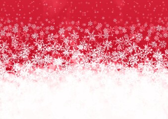 雪が降り積もる赤色の背景イラスト