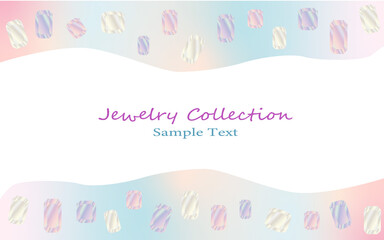 パステルカラーの宝石が散らばった上下フレーム背景