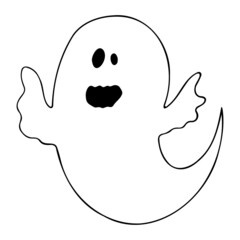 Funny ghost doodle icon, vector ghost