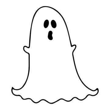 Funny ghost doodle icon, vector ghost