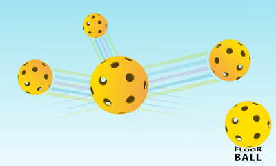 A floorball ball. Abstract composition of yellow balls. Logo for floorball.