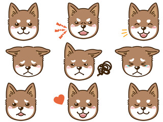 四国犬（赤胡麻）の表情顔アイコン