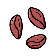 Coffee beans icon, vector illustration doodle style.