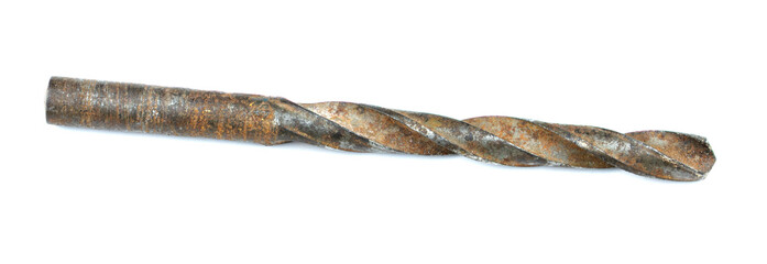 Old drill bit isolated on a white background