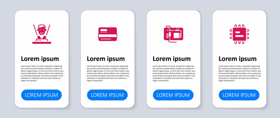 Set Processor CPU, Motherboard, Credit card and Hologram. Business infographic template. Vector