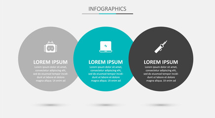 Fototapeta premium Set Laptop, Tee plug electric and Soldering iron. Business infographic template. Vector