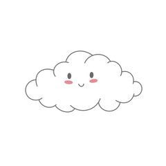 Illustrations funny cloud isolated in white. Digital character.  Baby illustration for kids. Cartoon cute bubble