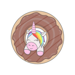 Illustration Unicorn isolated in white. Digital fantasy horse,pony. Baby animal for kids. Cartoon cute unicorn