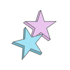 Fototapeta premium Illustration stars isolated in white. Digital colorful clipart. Pastel shape star for kids. Cartoon cute christmas