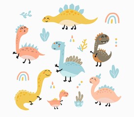 Set of Cute dinosaurs ilustration