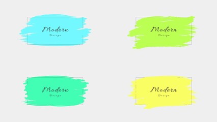 Set Of Minimal Vibrant Color Paintbrush Texture Frame Design Template