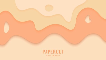 Abstract Dynamic Wave Soft Orange Papercut Style Background Design