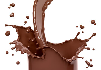 Chocolate splash, food and drink illustration, abstract wave chocolate 3d rendering