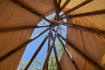 Inside View of Native American Indian Teepee 