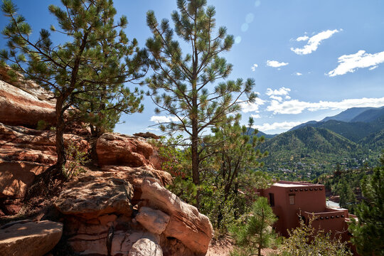 Scenic view of manitou cliff dwelling Native American ruins cultural site in Colorado Springs