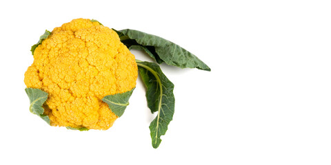 Top view of cauliflower cabbage isolated on white background. Healthy food