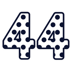 Polka dot number 44, number with polka dots, cute birthday party sign