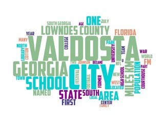 valdosta wordcloud concept, wordart, valdosta,georgia,travel,background