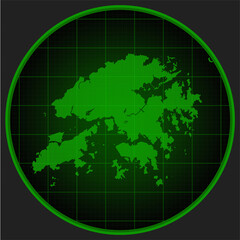 Template vector map outline Hong-Kong on radar