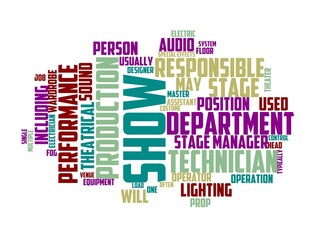 theatre-technician wordcloud concept, wordart, equipment,technician,theater,professional