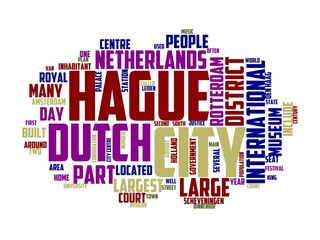 the-hague wordcloud concept, wordart, netherlands,architecture,travel,europe