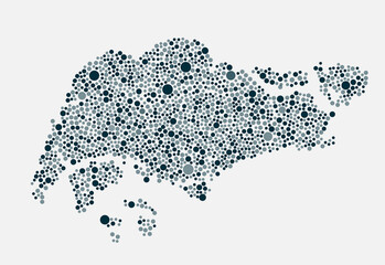Creative map Singapore from random blue dots
