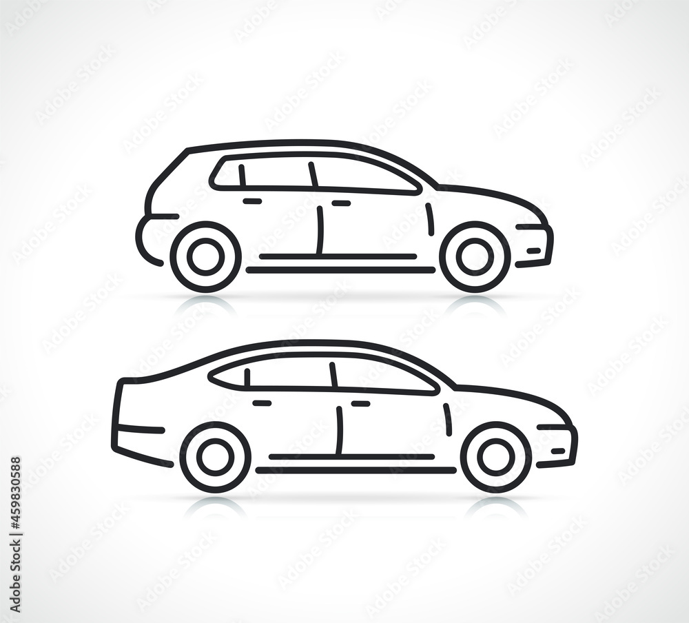 Poster car or auto line icon