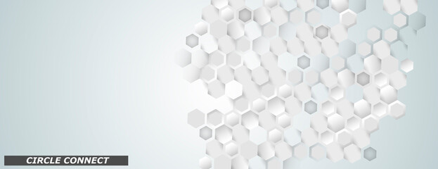 Vector banner design. White background with hexagon pattern. Hexagons geometric element concept network