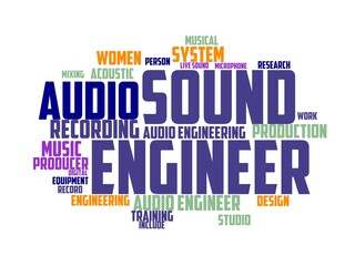 sound engineer wordcloud concept, wordart,