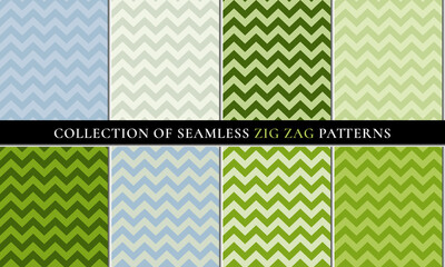 Green Set of seamless zigzag chevron pattern