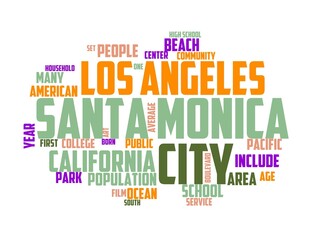 santa monica wordcloud concept, wordart,