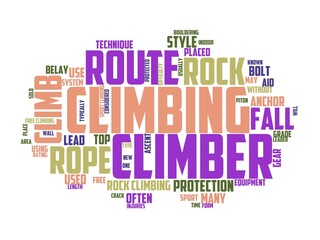 rock climbing wordcloud concept, wordart,