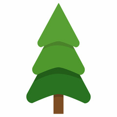in flat style green tree, vector, isolated