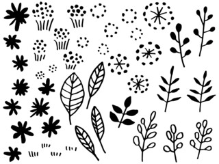 かわいい植物の手書きラフセット