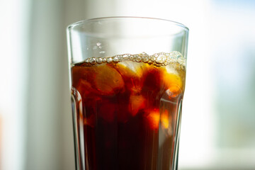 iced black coffee in a glass