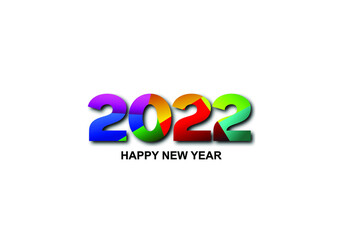 2022. Happy new year 2022 text design on white background. 2022 Vector design illustration. 2022 number design template celebration typography poster, banner or greeting card for Happy new year