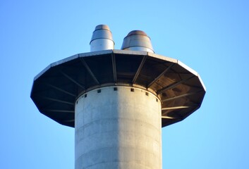 Top of industrial smoke stack or chimney