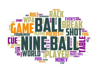 nine ball wordcloud concept, wordart, billiard,game,sport,ball