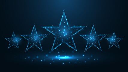 Five stars rate line connection. Low poly wireframe design. Abstract geometric background. vector illustration.