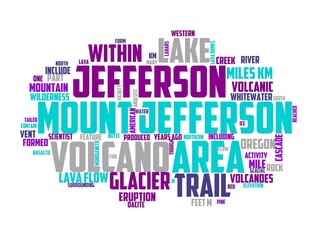 mount jefferson wordcloud concept, wordart, usa,jefferson,mount,mountain