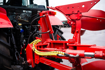 tractor plow is ready to work in the field