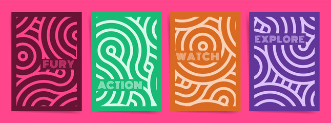 Modern simple geometric wavy lines poster design layouts. A4 asian trendy style cover template for business posters, banners, brochures, cards, catalog, Japanese colorful design templates. Vector.