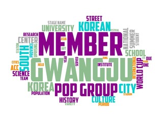 gwangju wordcloud concept, wordart, travel,gwangju,korea,tourism