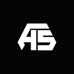 AS Logo monogram with octagon shape style design template
