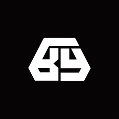 BY Logo monogram with octagon shape style design template