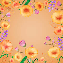 Beautiful Floral Border Background With Copy Space.