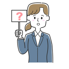 はてなの書かれた札を持っているビジネスマン